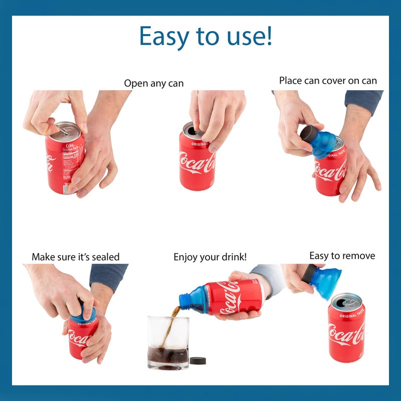 Smart House Inc Reusable Soda Can Lids - 6-Pack Spill-Proof, Snap-On Covers for Freshness and Protection, Orange Can Toppers Set of 6 - Image 5